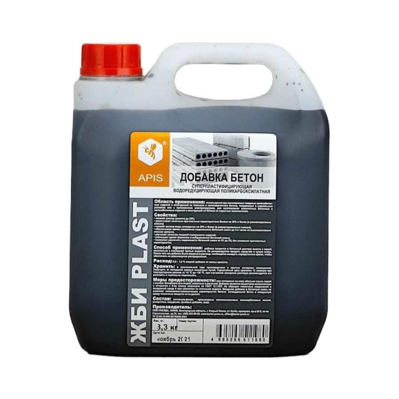 Добавка в бетонные растворы APIS ЖБИ PLAST (канистра; 3.3 кг) 4665296517388