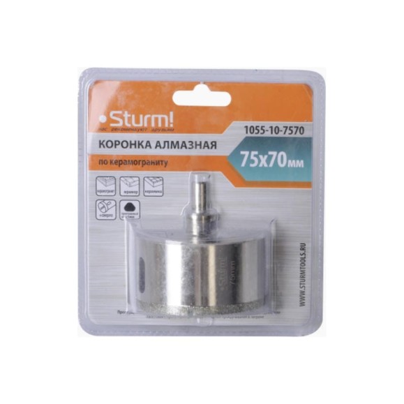 Коронка алмазная (75х70 мм; хв-к с проточкой) Sturm 1055-10-7570