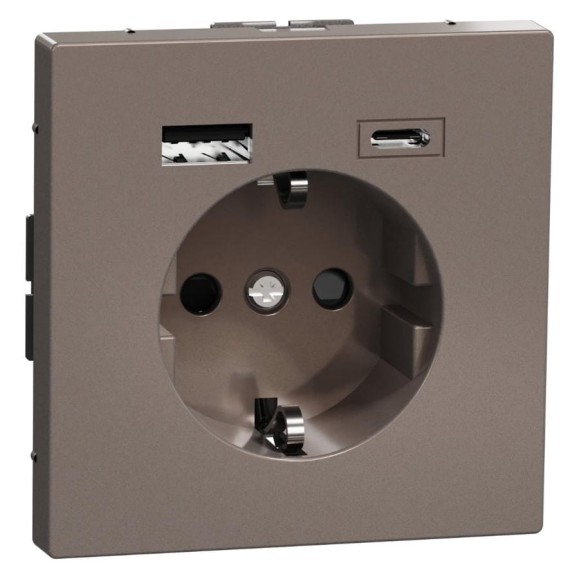 Силовая розетка Systeme Electric MERTEN D-Life Мокко 16 A с зарядкой USB A+C 3 A SE MTN2367-6052
