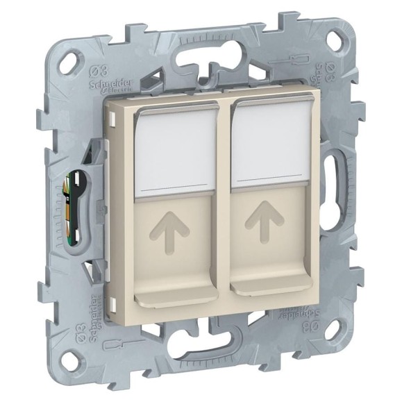 Двойная компьютерная розетка Systeme Electric UNICA NEW RJ45, категория 5е, UTP, бежевый NU542044