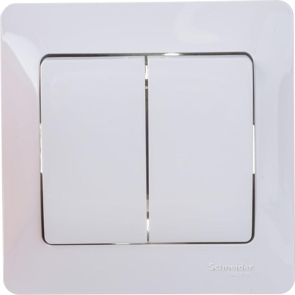 Двухклавишный выключатель Systeme Electric СП Glossa 10А IP20 10AX в сборе белый GSL000152