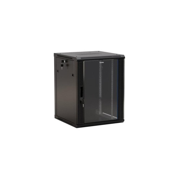 Настенный 19-дюймовый шкаф Hyperline TWB-1245-GP-RAL9004, 12U, 650x600x450мм, черный, 392633