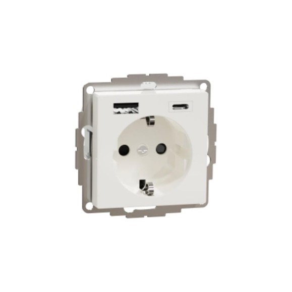 Силовая розетка Systeme Electric MERTEN SM Полярный Белый, 16A, с зарядкой SE MTN2367-0319