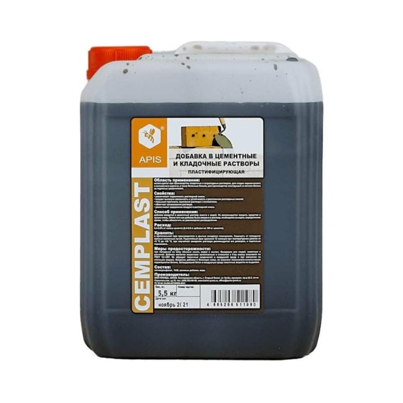 Добавка в штукатурные и кладочные цементные растворы APIS CEMPLAST (канистра; 5.5 кг) 4665296517500