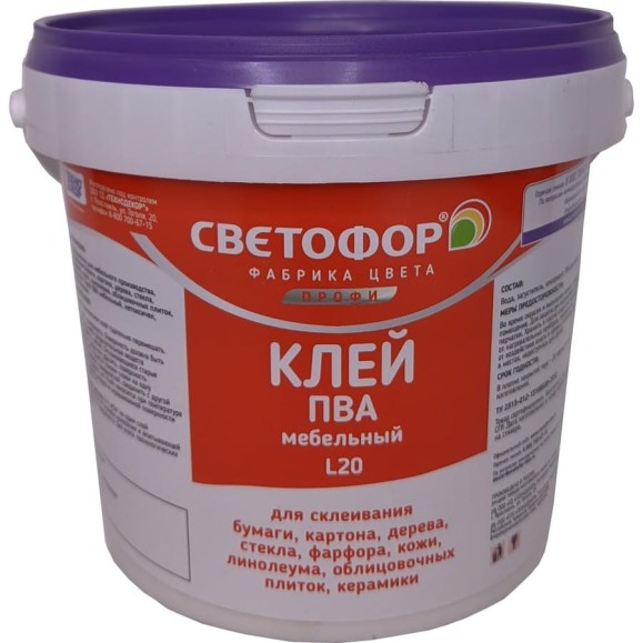 Мебельный клей Светофор ПВА L20 0.4 кг ТД000003412 Мебельный клей Светофор ПВА L20 0.4 кг ТД000003412