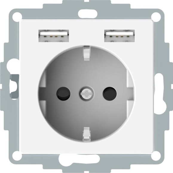 Розетка Systeme Electric Merten SM Белый Schuko с 2 USB c зарядным устройством 2,4 A SE MTN2366-0319