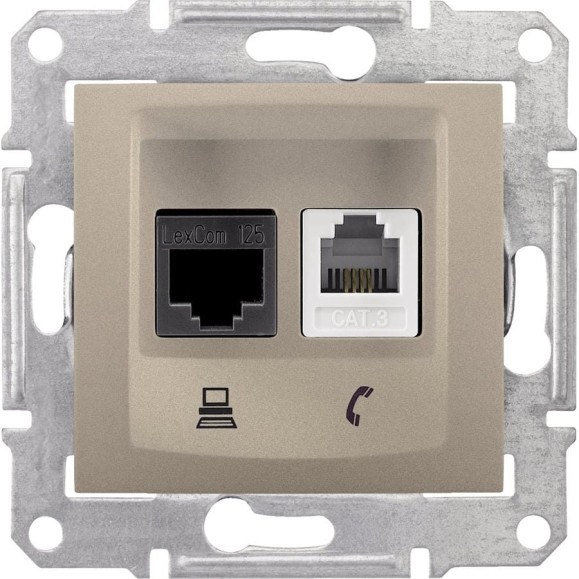 2-ая телефонная + компьютерная розетка Systeme Electric Sedna Титан кат.5е UTP RJ11+RJ45 SE SDN5100168 2-ая телефонная + компьютерная розетка Systeme Electric Sedna Титан кат.5е UTP RJ11+RJ45 SE SDN5100168