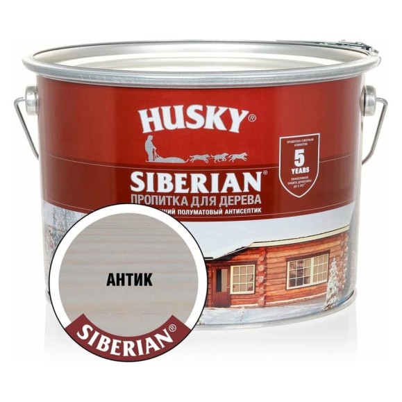 Декоративная пропитка-антисептик HUSKY SIBERIAN для дерева полуматовая антик 9 л 29425 Декоративная пропитка-антисептик HUSKY SIBERIAN для дерева полуматовая антик 9 л 29425