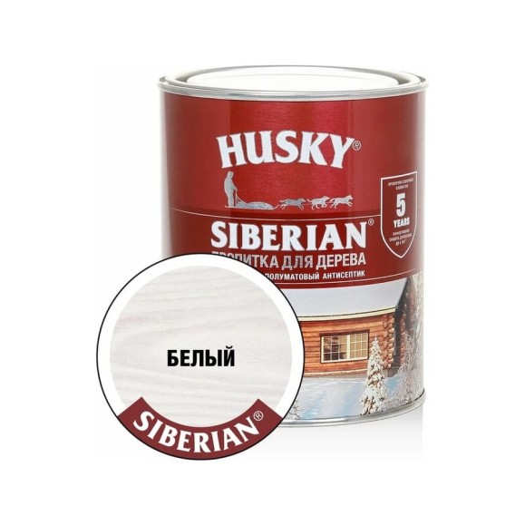 Декоративная пропитка-антисептик HUSKY SIBERIAN для дерева полуматовая белый 0,9 л 28807 Декоративная пропитка-антисептик HUSKY SIBERIAN для дерева полуматовая белый 0,9 л 28807