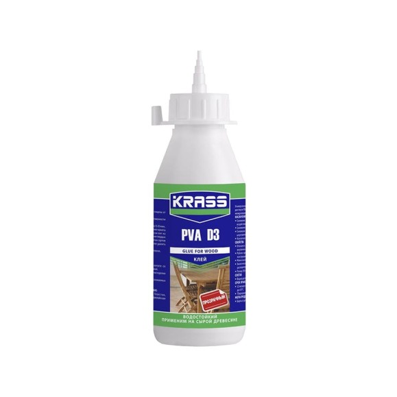 Водостойкий клей KRASS PVA D3 для древесины 0,2л Польша 0005410