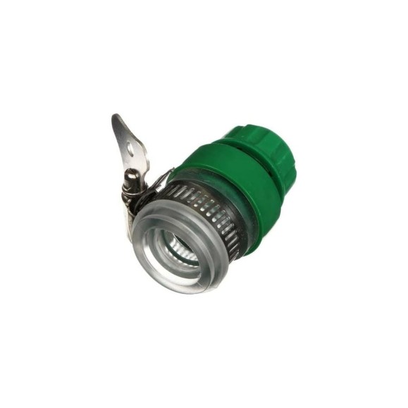 Коннектор 1/2" с креплением на кран 1/2" с хомутом пластик/резина Greengo 1006633