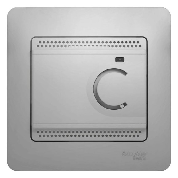 Электронный термостат теплого пола с датчиком Systeme Electric Glossa алюминий 10A GSL000338 Электронный термостат теплого пола с датчиком Systeme Electric Glossa алюминий 10A GSL000338