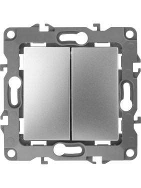 Двойной переключатель ЭРА 12-1106-03 10АХ-250В, IP20, алюминий Б0014665