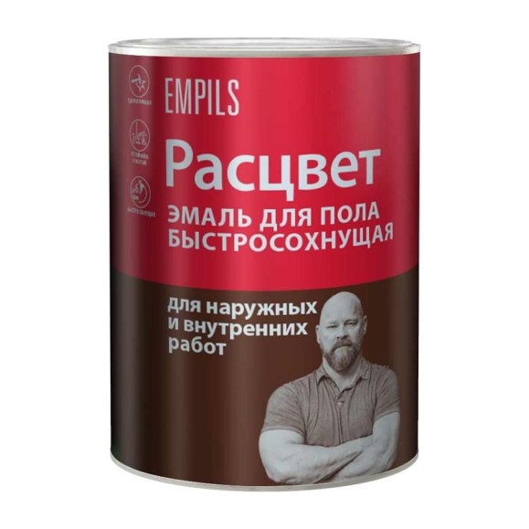 Эмаль для пола Расцвет быстросохнущая, золотистая, 0.9 кг 71992 Эмаль для пола Расцвет быстросохнущая, золотистая, 0.9 кг 71992