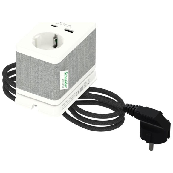 Розеточный блок с зажимом Systeme Electric US+, с 1 розеткой 2К+З и 2 зарядками SE INS44050 Розеточный блок с зажимом Systeme Electric US+, с 1 розеткой 2К+З и 2 зарядками SE INS44050