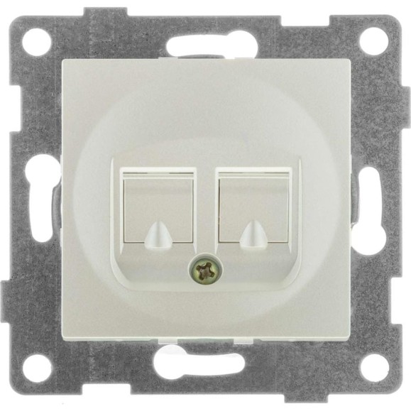 Механизм розетки GUSI ELECTRIC компьютерная + телефонная RJ45, RJ12, СУ, жемчуг С11КТ-028