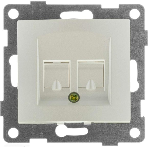 Механизм розетки GUSI ELECTRIC компьютерная + телефонная RJ45, RJ12, СУ, жемчуг С10КТ-028