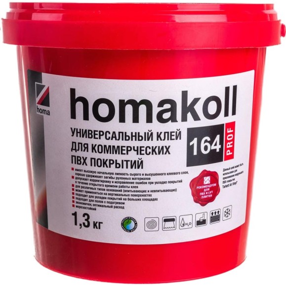 Клей Homakoll 164 Prof, для коммер. линолеума, 300-350 г/м2, 1,3 кг 99688 Клей Homakoll 164 Prof, для коммер. линолеума, 300-350 г/м2, 1,3 кг 99688