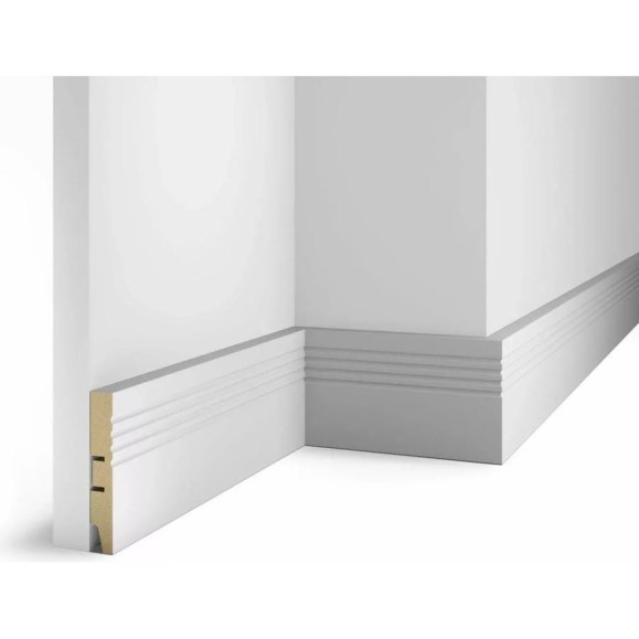 Плинтус COSCA DECOR AP08 под покраску, белый, 100x16x2400 мм, МДФ, с пазом СПБ098311