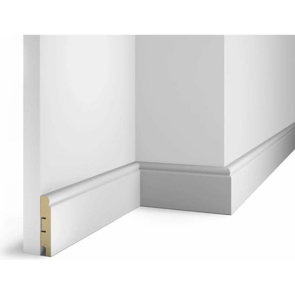 Плинтус COSCA DECOR AP09 под покраску, белый, 80x16x2400 мм, МДФ, с пазом СПБ077580 Плинтус COSCA DECOR AP09 под покраску, белый, 80x16x2400 мм, МДФ, с пазом СПБ077580