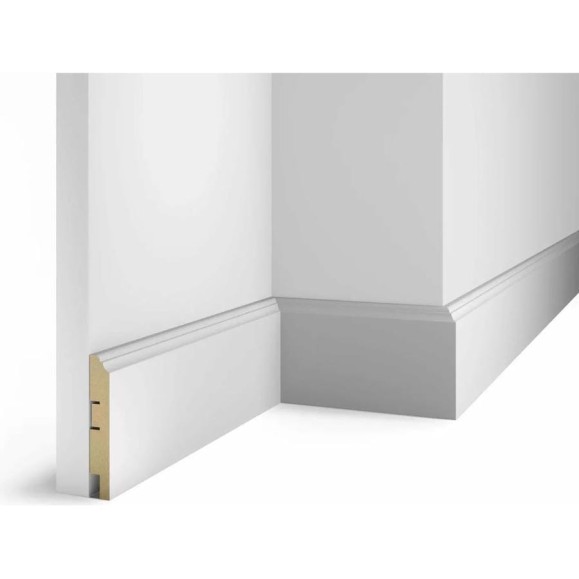Плинтус COSCA DECOR AP77 под покраску, белый, 100x16x2400 мм, МДФ, с пазом СПБ098264 Плинтус COSCA DECOR AP77 под покраску, белый, 100x16x2400 мм, МДФ, с пазом СПБ098264