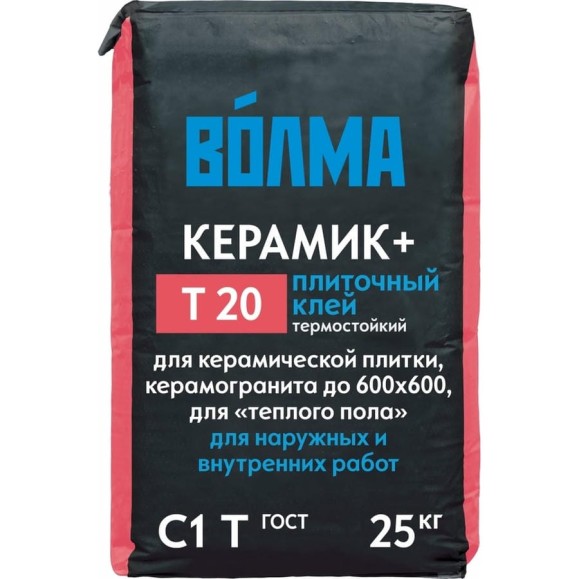 Клей для плитки, керамогранита и камня Волма Керамик+ С1 Т 25 кг 30001646 Клей для плитки, керамогранита и камня Волма Керамик+ С1 Т 25 кг 30001646