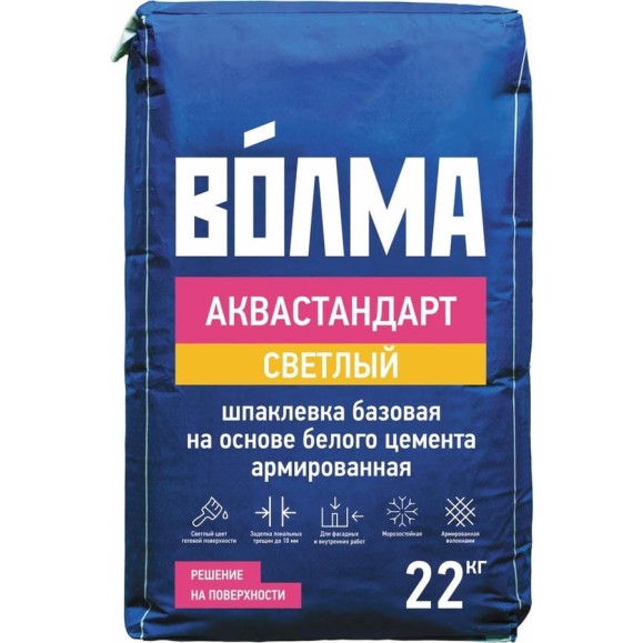 Цементная шпаклевка Волма Аквастандарт 22 кг 30000064 Цементная шпаклевка Волма Аквастандарт 22 кг 30000064