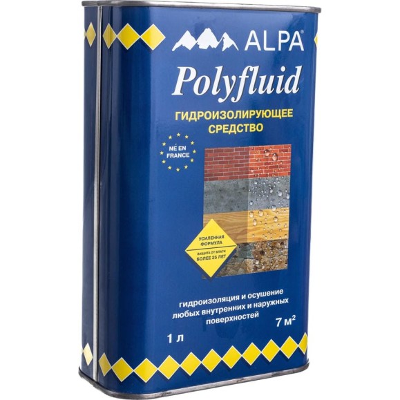 Гидроизолирующее средство Polyfluid защита от влаги 1 л ALPA 1004026 Гидроизолирующее средство Polyfluid защита от влаги 1 л ALPA 1004026