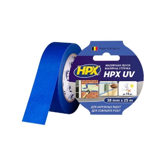 Малярная лента, устойчивая к ультрафиолету HPX MU3825 38 мм х 25 м, синяя 4820219500063 Малярная лента, устойчивая к ультрафиолету HPX MU3825 38 мм х 25 м, синяя 4820219500063