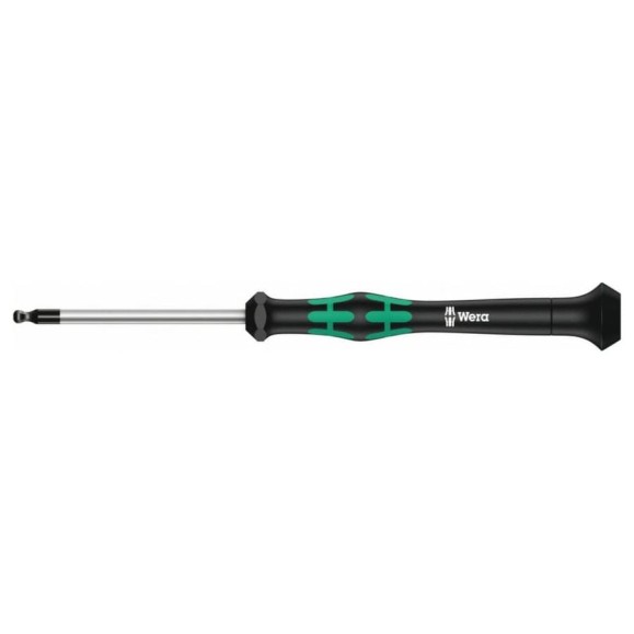 Шестигранная отвертка WERA Kraftform Micro 2052 сферическая головка, для электроники, 3.0x60 мм WE-118096