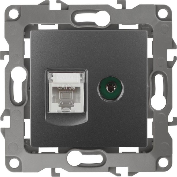 Комбинированная розетка ЭРА 12-3110-12 RJ45 TV, IP20, 12, графит Б0027447