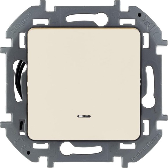 Переключатель Legrand одноклавишный с подсветкой/индикацией Legrand Inspiria 10А 250В безвинтовые зажимы слоновая кость 673661