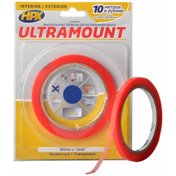 Двухсторонняя лента HPX UM0610 ULTRA MOUNT 6 мм х 10 м прозрачная 5425014228335