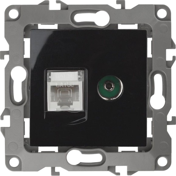 Комбинированная розетка ЭРА 12-3110-06 RJ45 TV, IP20, 12, чёрный Б0027446