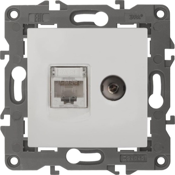 Розетка ЭРА 14-3110-01 RJ45 TV, IP20, белый Б0034314