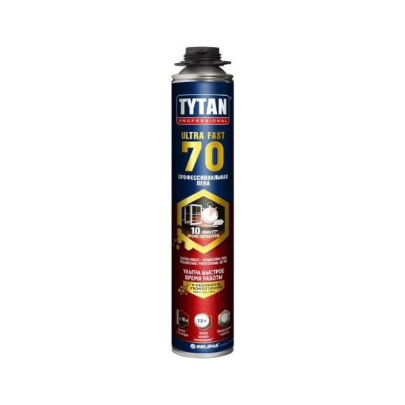 Профессиональная пена Tytan PROFESSIONAL ULTRA FAST 70 с увеличенным выходом до 70 л, 870 мл 66534