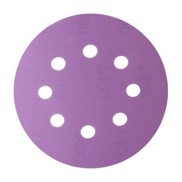 Круг шлифовальный Purple PP627 (125 мм; 8 отверстий; Р220; 100 шт) Hanko PP627.125.8.0220