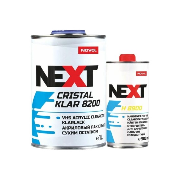 Акриловый лак и отвердитель NOVOL NEXT CRISTAL KLAR 8200 2К, VHS, 2+1, эффект самозатягивания, 1 л 90885-90902 Акриловый лак и отвердитель NOVOL NEXT CRISTAL KLAR 8200 2К, VHS, 2+1, эффект самозатягивания, 1 л 90885-90902