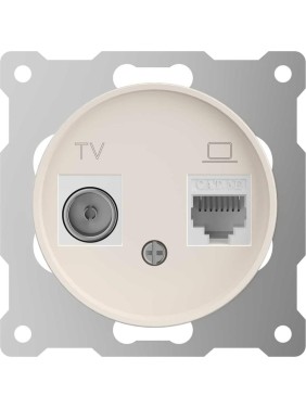 Розетка OneKeyElectro двойная антенна/компьютер TV/RJ45 кат.5e, цвет бежевый 7700244