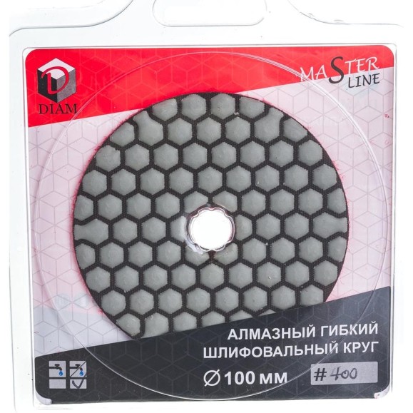 Круг алмазный гибкий шлифовальный АГШК Master Line (100х2 мм; №400; сухая) Diam 000568