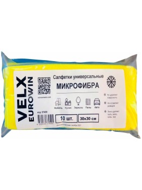 Салфетка из микрофибры VELX EUROWIN 30х30 см, 10 шт. 57459