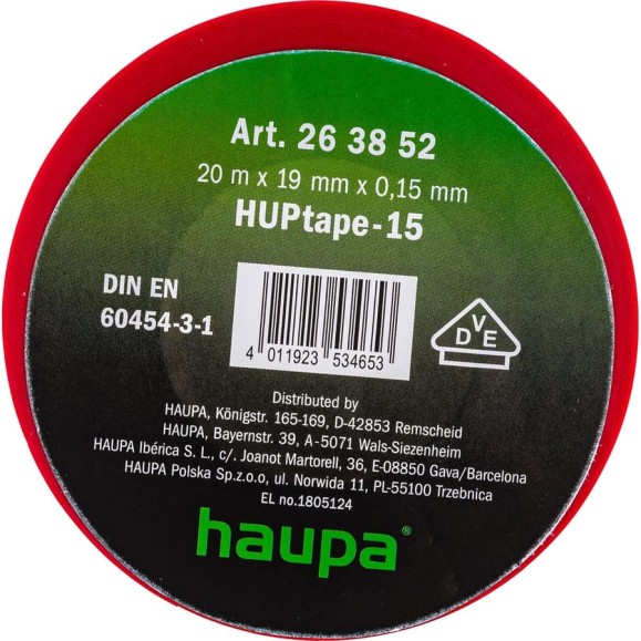 Изолента HAUPA ПВХ красный 19 ммх20 м, d 74 мм 263852 Изолента HAUPA ПВХ красный 19 ммх20 м, d 74 мм 263852