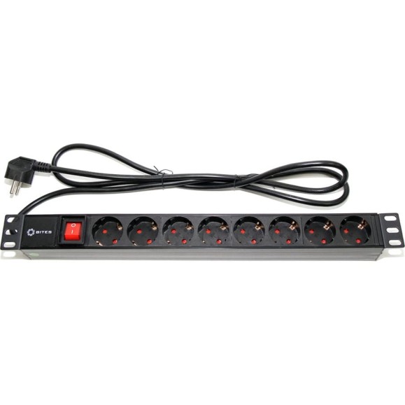 Блок розеток 5bites 8 розеток, огнеупорный пластик, 1U, 19", VDE 2м PDU819P-01