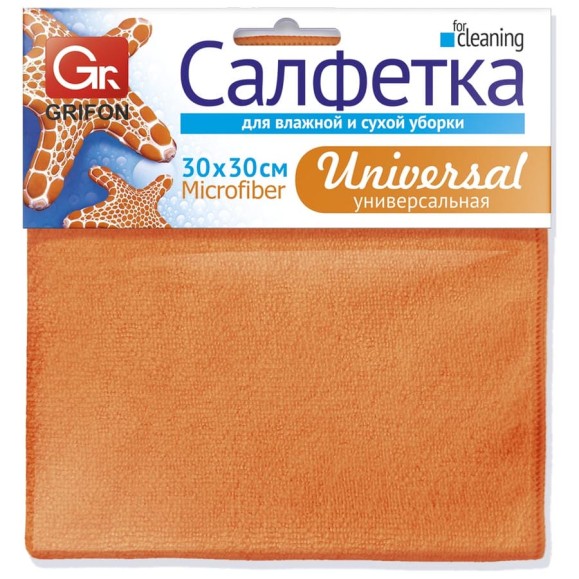 Салфетка из микрофибры Grifon универсальная, 30х30 см, 250 г/м2, 1 шт. 20/200/6400 Б0040107