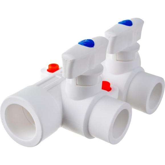 Коллектор PRO AQUA PP-R с 2 выходами, белый, ШК 25-20 PA6710208Pb
