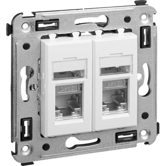 Двойная экранированная розетка DKC, Avanti, Белое облако, RJ45, в стену, категория 6 4400394