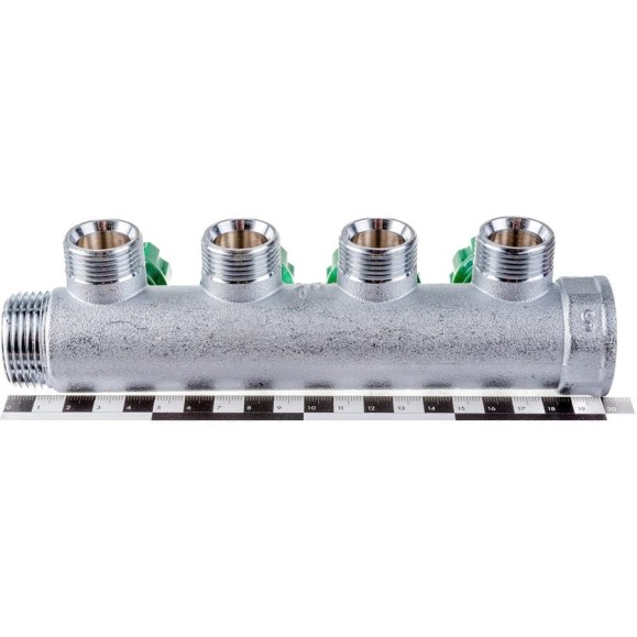 Регулирующий коллектор FAR 1" ВР-НР с 4 отв. 3/4" НР межосев. 45 мм FK 3824 134