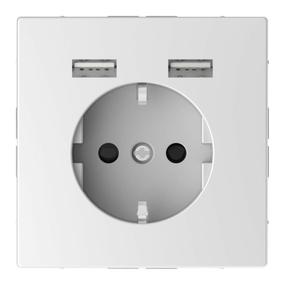 Розетка Schuko с 2 USB Systeme Electric Merten D-Life Белый Лотос SE MTN2366-6035