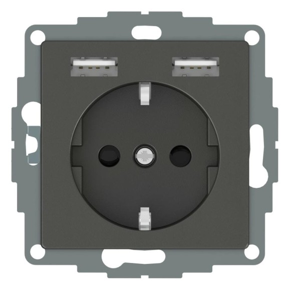 Розетка Schuko с 2 USB Systeme Electric Merten SM Aquain IP44 Антрацит SE MTN2366-0414 Розетка Schuko с 2 USB Systeme Electric Merten SM Aquain IP44 Антрацит SE MTN2366-0414
