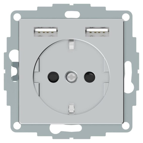 Розетка Schuko с 2 USB Systeme Electric Merten SM Aquain IP44 Алюминий SE MTN2366-0460 Розетка Schuko с 2 USB Systeme Electric Merten SM Aquain IP44 Алюминий SE MTN2366-0460